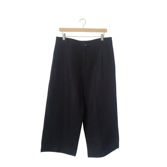 Vince Pants - Vince High Rise Wide Leg Cropped Linen/Cotton Blend Trousers Black Size 12